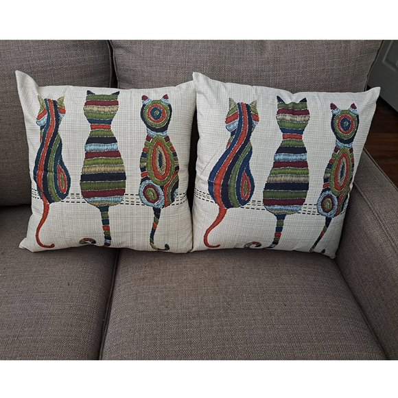 Cat Pillow Cover Decorative Throw Case Multi Sofa Couch Accent Decor Fits 18x18 - Picture 3 of 3